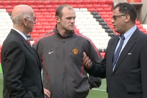 Sir Bobby Charlton, Wayne Rooney and Danny Jordaan at Old Trafford